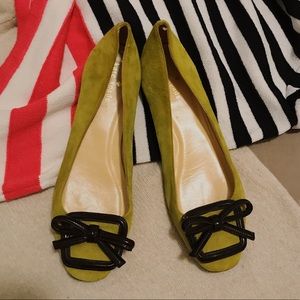 Green Kate Spade Bow Flats